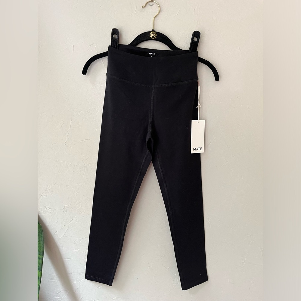 MATE THE LABEL ORGANIC STRETCH MIDI LEGGINGS IN JET BLACK XS S - Picture 5 of 6